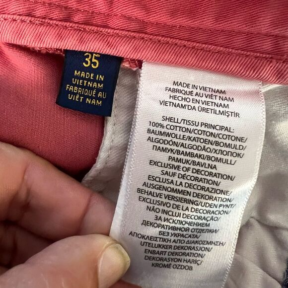 Polo Ralph Lauren Mens Relaxed Fit Cotton Coral Shorts Pockets Flat Front Sz 35 - Picture 7 of 10